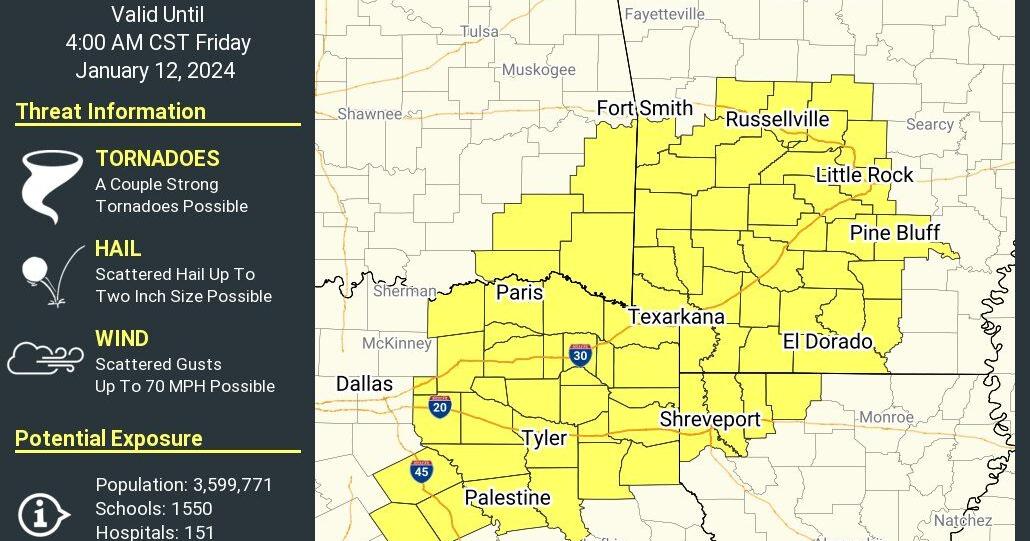 Tornado: Watch, Severe Weather Alert for East Texas